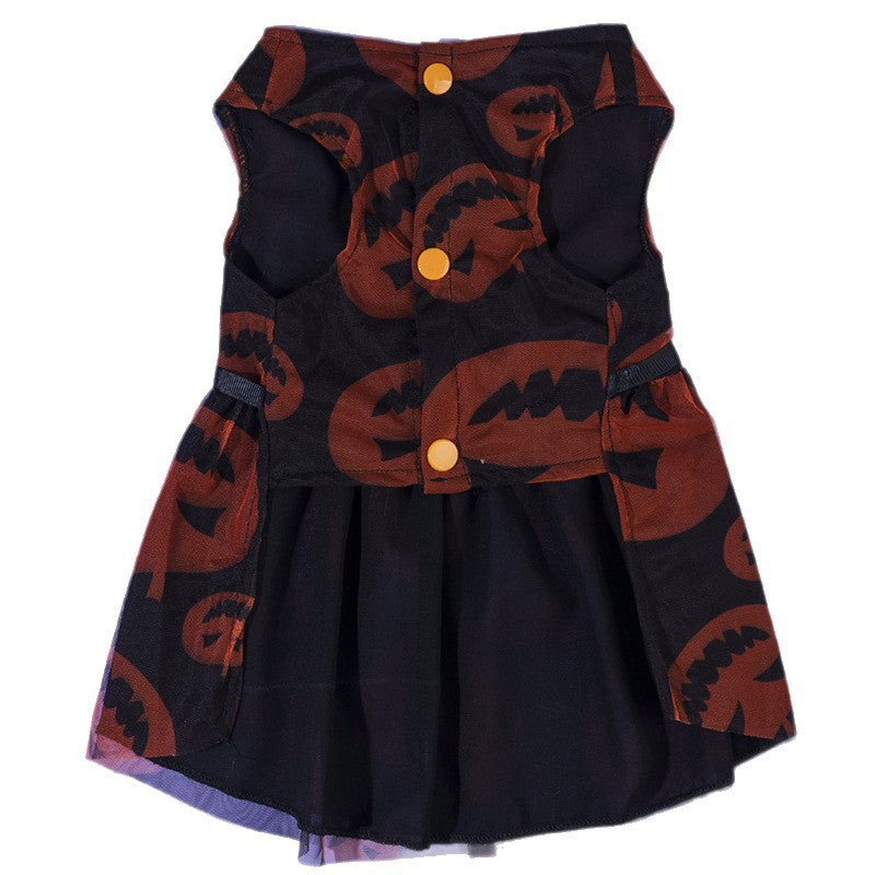 Halloween Tie Strap Dress for Small Dogs & Cats, Cute Pet Holiday Party Costume