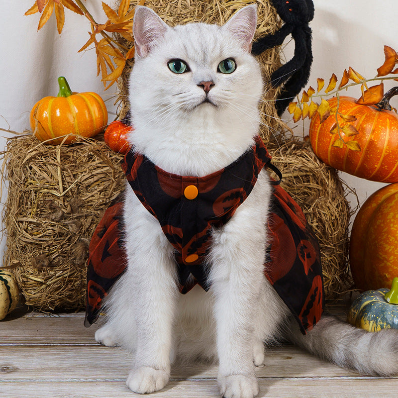 Halloween Tie Strap Dress for Small Dogs & Cats, Cute Pet Holiday Party Costume